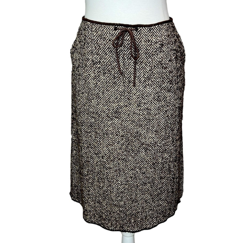 J. Crew Herringbone Wool Tie Waist Skirt